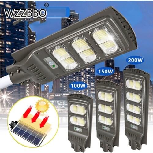 90W/100W/200W/300W 240LED Solar Street Light Waterproof PIR Motion Sensor Remote Control Outdoor Lighting Security Lamp