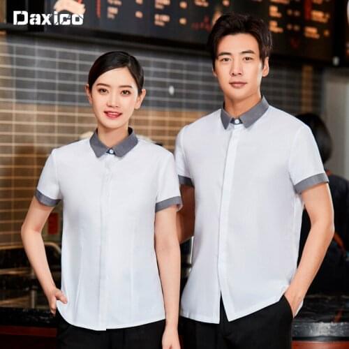 Catering Waiter Uniform Short Sleeved Western Restaurant Waitress Coffee Shop Kichen Food Service Staff Overalls Cafe Work Wear