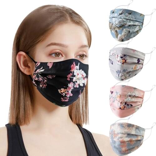 Women Floral Mask For Face Washable Fabric Cloth Face Masks Patterned Fashion Breathable Maske Masques Party Decoration