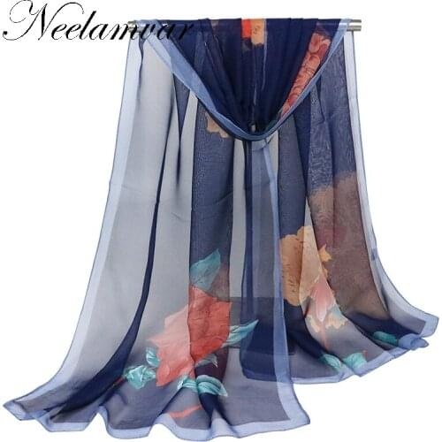New Women Chiffon Silk Scarfs Fashion Spring Square polyester Scarves Print flowers Shawl Summer autumn Shawls And Hijabs