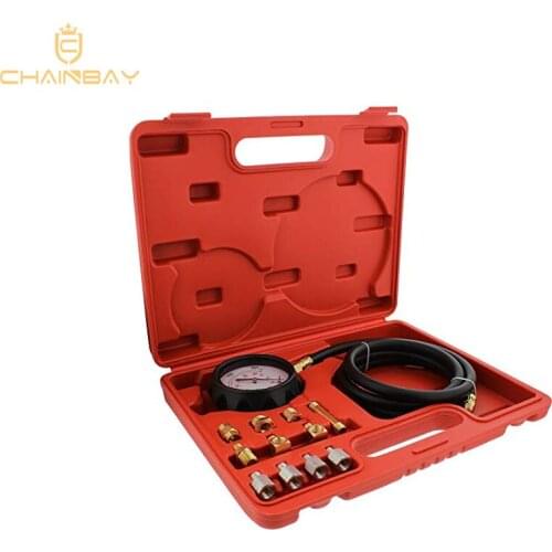 13 Pcs Engine Oil Pressure And Transmission Fluid Tester Gauge Auto Diagnostic Tool Set Kit , Hose, and Adapters
