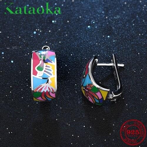 2018 like Colorful phoenix Enamel Earrings For women 925 Sterling Silver fine Stud Earrings Party Jewelry DIY Gift Fashion