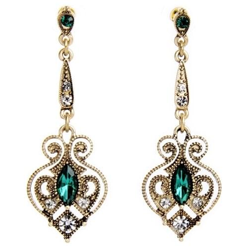 2020 Vintage Jewelry Victorian Style Gold Filigree Arabesque Earrings Retro Hollow Spade Dangle Earrings Wholesale E2309
