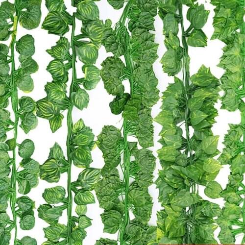 230cm Green Artificial Hanging Ivy Leaf Silk Leaf Vines Leaves For Home Party Wedding Decoration Fake leaves