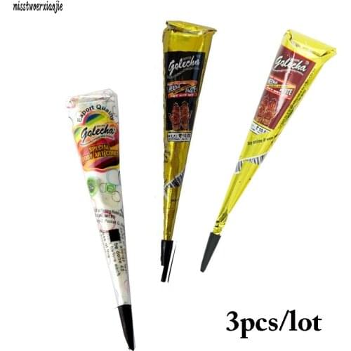 3pcs/lot Body Art Paint Natural Indian Tattoo Henna Paste for Body Drawing Black and red white Henna tattoo 25g Tattoo cream