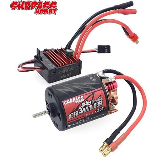 5-Slot 540 11T 13T 16T 20T Brushed Motor w / 60A ESC for RC Redcat Volcano EPX Blackout XTE Traxxas TRX-4 1/10 RC Crawler Car
