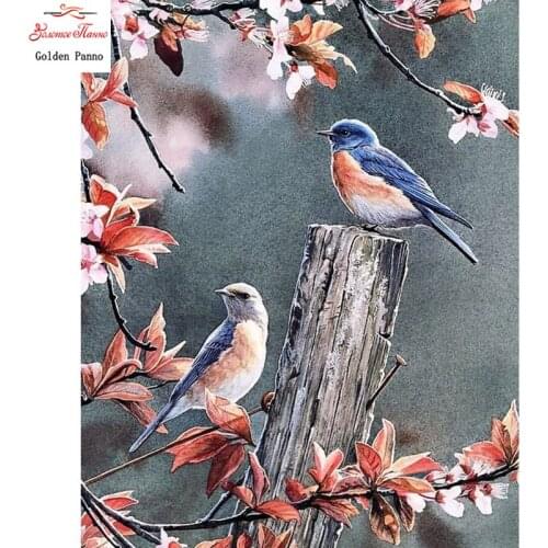 5D DIY diamond painting full square cross stitch square inlaid branches on two birds embroidery dropshipping stitch