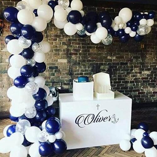 72pcs Navy Blue Party Balloons Arch Garland Kit Royal Baby Shower Silver Confetti Balloon Wedding Bridal Birthday DIY Decor