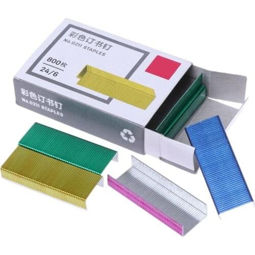 800Pcs/Box 12mm Creative Colorful Metal Staples No.12 24/6 Binding Stapler Office Binding Supplies School Stationary