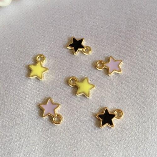 Promotion ~ 6*9MM 150Pcs/Pack colorful star Glazing Pendants KC gold Alloy Charms Jewelry Charms