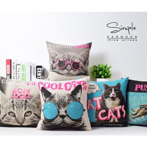 Cat pillow cover, Creative pink cute cat magazine POP cartoon animal throw pillow case pillowcase wholesale