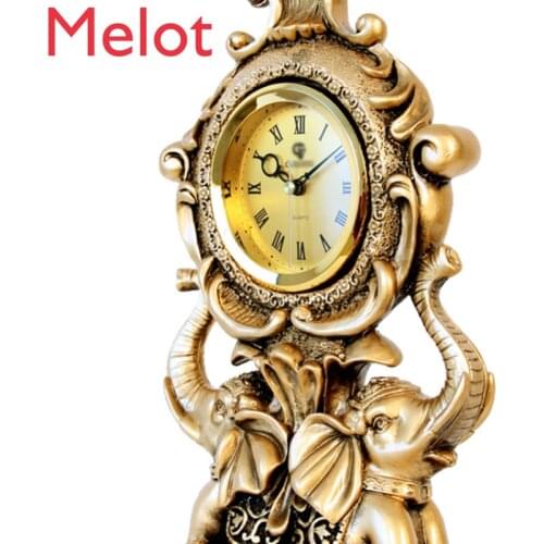 Clock Seat Clock Decoration Retro Living Room Desk Clock Elephant Creative Desktop Clock Bedroom Desktop Clock