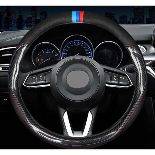 Carbon Fiber Leather Steering Wheel Cover For Mazda 2 3 5 6 8 Mazda3 Atenza AXELA BT-50 Protection Accessories