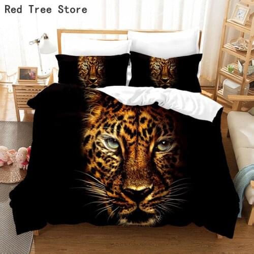 Lepoard Black Duvet Cover Set & Pillowcase Adult Kids Boy Bedding Sets Quilt Cover (No Bed Sheet) Single Double Queen King Size