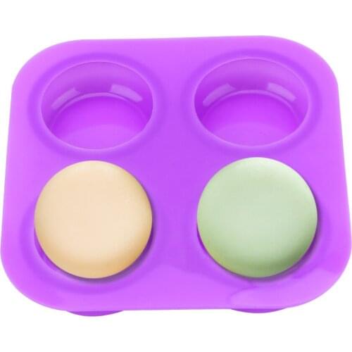 Easy To Demould Silicone Soap Molds Tray Cake Decorating Tools DIY Handmade Craft Round Circles Soap Molds 4 Cavity