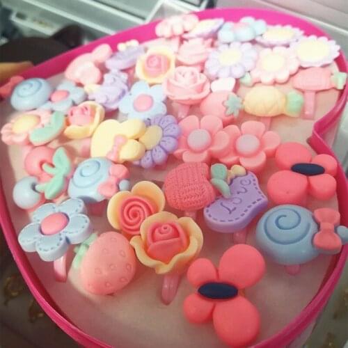 Sweet cute and varied childrens rings Kids loved 36 boxes adjustable models