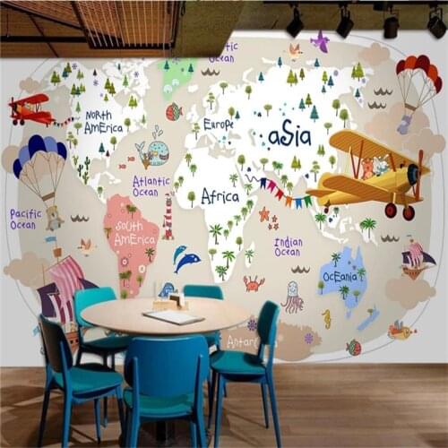 Custom Mural Wallpaper Cartoon Airplane Sailing Children Background Wall Painting