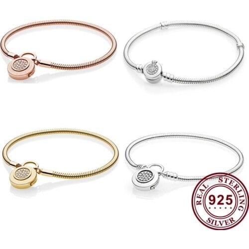 New 100% 925 Sterling Silver Round Crown Lock Clasp Bracelet Suitable For Womens Wedding Fashion Jewelry