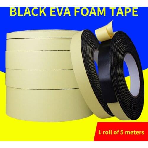 Sponge Tape Single-Sided Adhesive EVA Black Sponge Foam Rubber Tape Anti-Collision Sealing strip 1, 2, 3，5mm Thick