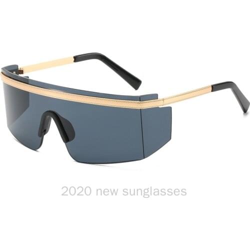 Huge one piece goggle sunglasses men rimless metal shield oversized sun glasses female male windproof uv400 summer NX