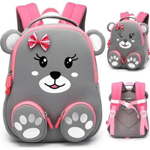 Mode Kinderen School Rugzak voor Meisjes 3D Mooie Beer Schooltassen Leuke Dieren Ontwerp Kinderen Rugzakken Kids Tas Escolares