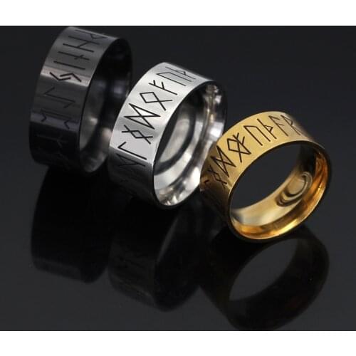 Viking Rune Ring Stainless steel with Valknut Gift Bag