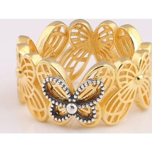 S925 Shine Openwork Butterflies Ring For Women Wedding Party Gift fit Lady Fine Jewelry