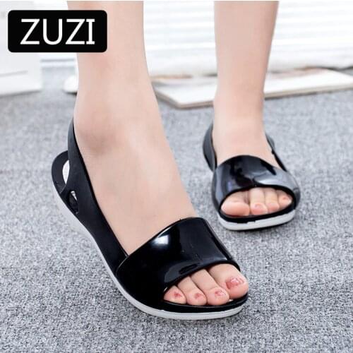 ZUZI Women Clogs Jelly Sandals Non-Slip Summer Hole Shoes Female Flat slippers Plastic Female Girls Waterproof EVA Garden Shoes