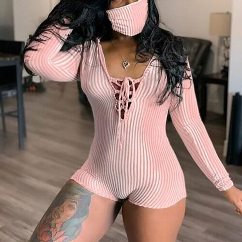 Sexy Women Bodysuit Long Sleeve Deep V Neck Bodycon Slim Bodysuit Short Pajama Women Sleepwear Jumpsuit Lingerie Body Top G2260