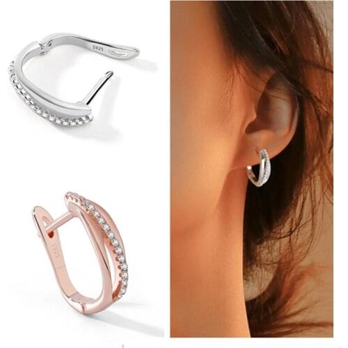 New Arrival Zircon Rose Gold Earrings Female Jewelry Fashion Lady Silver Plated Earring For Women Party Accessories Lady