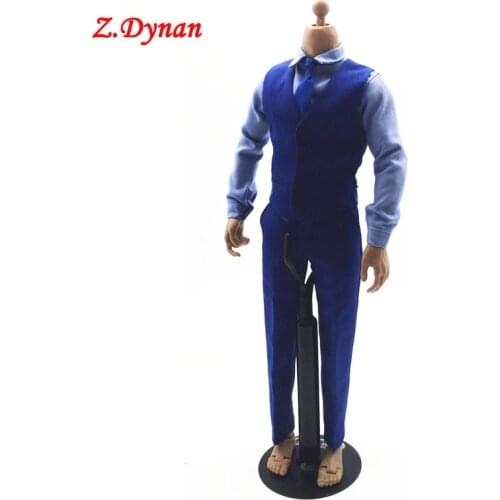 1/6 Scale Blue Western Suit Vest Shirt Pants with Belt Male Clothes for 12 Inches TBLeague PH jason arnold Action Figures Model
