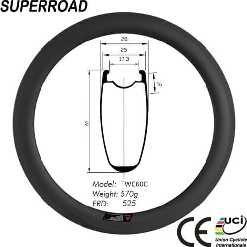 Special Price 25mm Wide 60mm Deep Chiese 2024H Carbon Bicycle Rim Road Bike Tubeless Ready High TG Rims