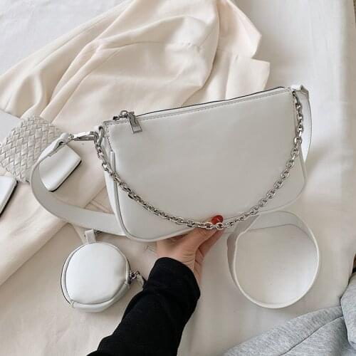 OLSITTI 2 In 1 High Quality Pu Leather Solid Color Shoulder Bags for Women 2021 New Crossbody Bag Underarm Bag Sac Epaule