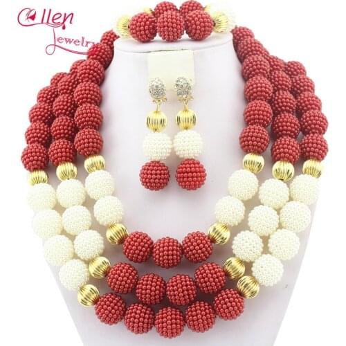 Nigerian Wedding Bridal Jewelry Set African Beads Jewelry Set Dubai Women Necklace Set Bracelet Earrings Fashion E1183