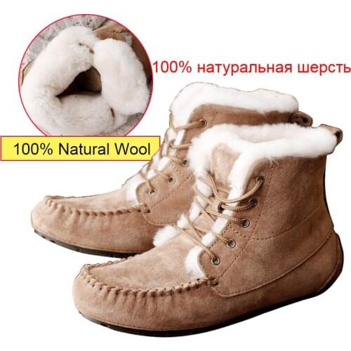 Warm Winter 100% Natural Fur Shoes Women Moccasins Mother Loafers Genuine Leather Casual Flats Thick Wool Female Driving Shoes