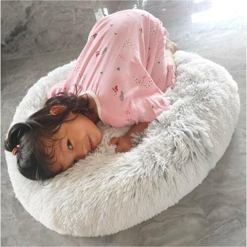 Thick cutton round dog bed super soft long plush pet cat mat for dogs nest Cushion Bed winter warm pets sofa Dog Kennel