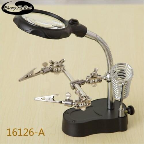 Magnifying Glass Magnifying Glass with Lighted Auxiliary Clip Bracket 16126-A Teaching Office Supplies Magnifying Glass
