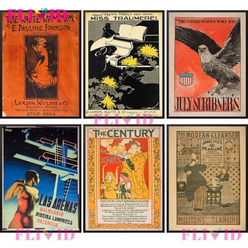 Vintage Eagle Magazine LAS ARENAS Traumerei 1895 Nordic Poster Wall Pictures For Living Room Wall Art Canvas Painting Unframed