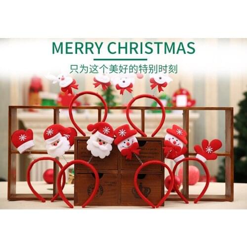 Ynaayu Cute Christmas Headband Santa Claus Antlers Snowman Headwear For Women Girls Christmas Party Dress Hair Decoration