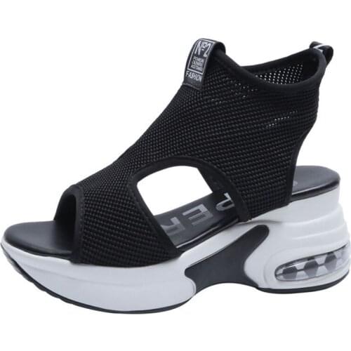 Woman Summer Wedge Sandals New Korean Style Breathable Inner Increase Platform Wedge High Heels