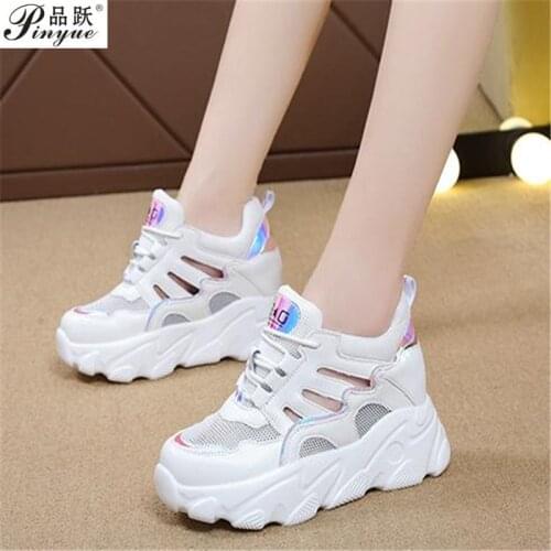 Brand Summer Women Sneakers Mesh Casual Platform Trainers Shoes Woman Heels Wedges Breathable Woman Height Increasing Shoes