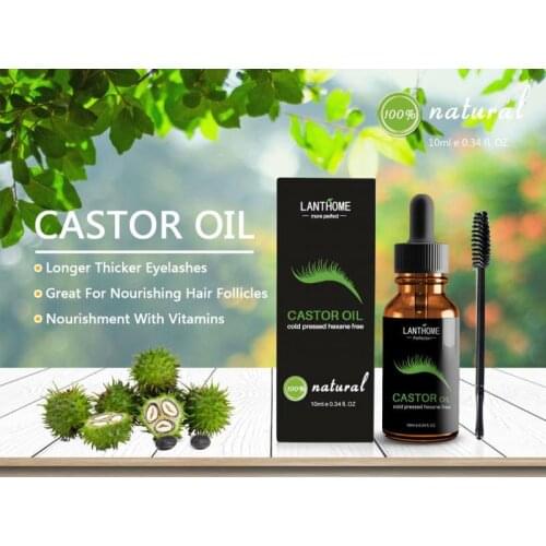 Eyebrow Eyelash Growth Liquid 100% Organic Castor Oil Serum Mild Maintenance Nourishing Thick Curling Eyelashes Essential Oil