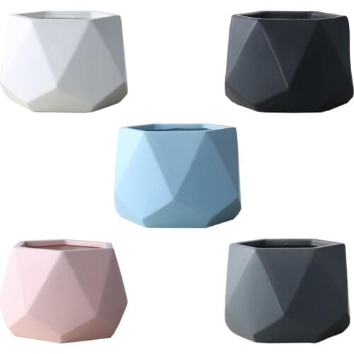 1PC Ceramic Flowerpot Geometric Personality Creativity Simple Succulent Flower Pot Mulfifunctional Mini Flowerpot Garden Supplie