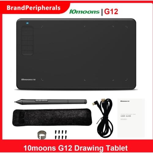 10moons G12 Graphics Drawing Tablet Ultralight 9.45 x 6 Inches Compatible with Windows Android OTG for Drawing 8192 Level