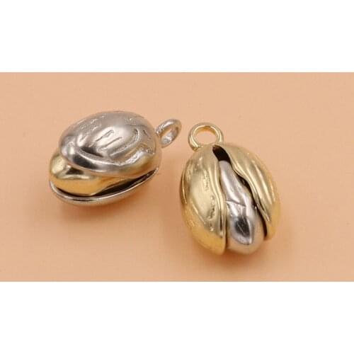 1x Brass/ Cupronickel Pistachio Shape Pendants Unique Key Pendants Leather Decor Accessories Solid Core