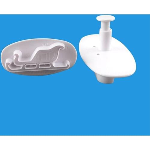 2pcs Christmas sleigh Plastic Cake Molds Mould Fondant Tools Cookie Cutter Birthday Baking Cake Decorating Cake Accessories