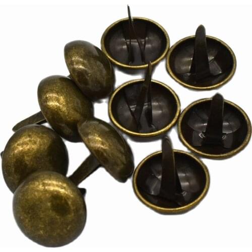 20mm Bronze Nailheads Purse Feet Round Dome Handbag Brads Spike Prong Studs for Bag Belt Leather Craft Hardware Accessories 50pc