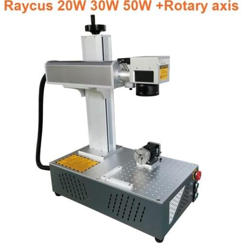20w 30w Raycus PVC ABS ring name plate aluminum stainless steel fiber laser marking machine metal laser engraver with rotary