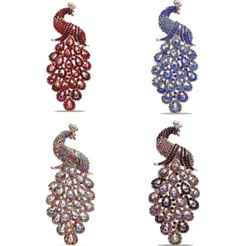 30pcs/lot Crystal Animal Brooches Custom Rhinestone Peacock For Women Jewelry Gift Brooch Pin