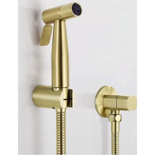 Antique Brushed Gold Douche Kit Hand Held Bidet Sprayer Stainless Steel Toilet Bidet faucet Shattaf Valve Jet Set Shower Head